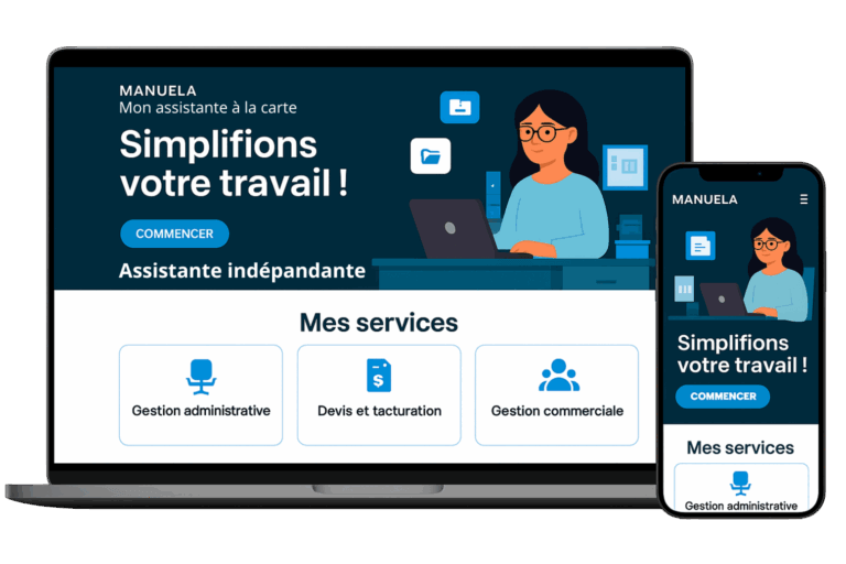 Site web Mon Assistante à la Carte, assistante indépendante en gestion administrative, devis et facturation, gestion commerciale